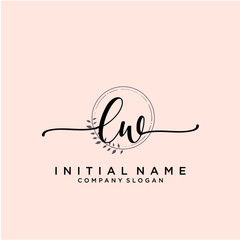 LW Beauty vector initial logo, handwriting logo.
