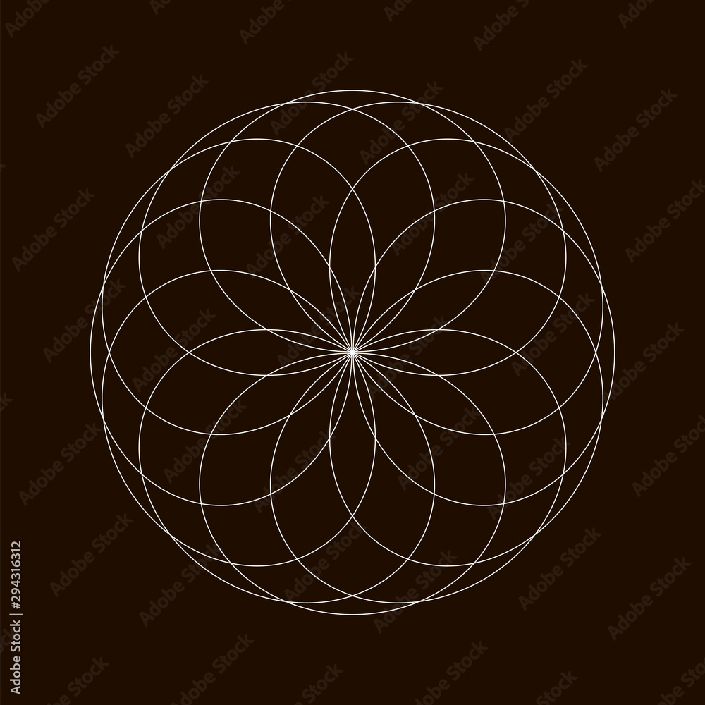 Wall mural spirograph abstract element on a black background.