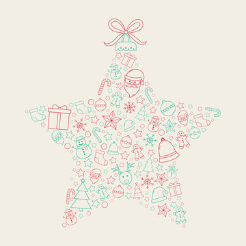 Beautiful Christmas star on white background. Xmas ornament. Vector