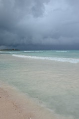 The beach and sea before storm