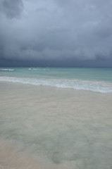 The beach and sea before storm