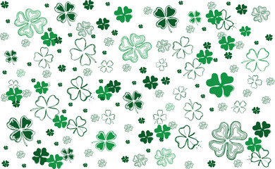 Saint Patricks Day, festive background with flying clover