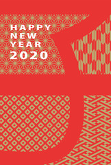 2020年子年　子の文字の和柄年賀状テンプレート