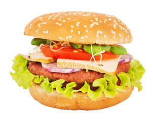 Vegan burger isolated on white background