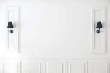 Poster de jardin Mur Mur classique blanc avec lampes