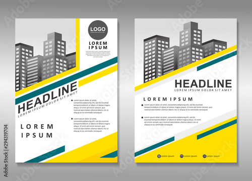 modern brochure template design with yellow green and white modern pamphlet design