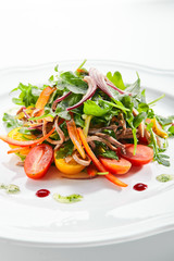 Gourmet Salad with Sliced Beef Tongue, Vegetables and Pesto
