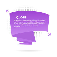 Big ribbon with quote text space vector illustration isolated on white background. Quotation remark, mention frame like speech bubble or callout text template concept