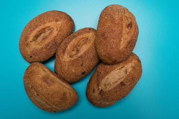 Bun studio image. Buckwheat Bread. Buns made from rye flour.