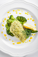 Pike Perch or Zander Fillet in Cream Sauce with Broccoli
