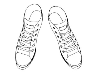 sketch of sneakers on a white background vector