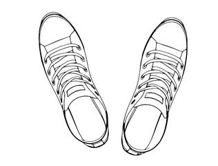 sketch of sneakers on a white background vector