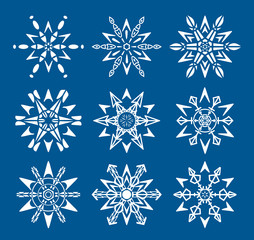 Set of snowflake vector in white color