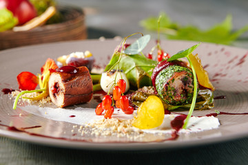 Turkey Meat Roulade or Meatloaf with Aronia Sauce