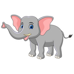 Cute cartoon elephant isolated on white background