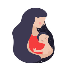 The mother and child.A woman holding her son. Vector image on white background
