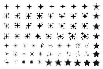 Set of different beautiful star and sparkle shapes vector, collection