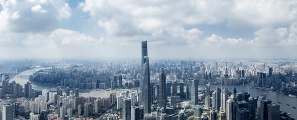 Fototapete Luftaufnahme des Stadtbilds von Shanghai © chungking