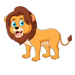 Cute lion standing isolated on a white background