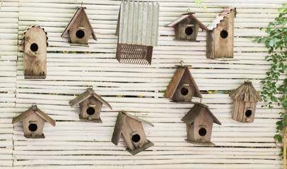 wooden birdhouse isolated on white background