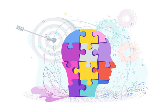 recommend clip art: Human puzzle pieces profile concept
