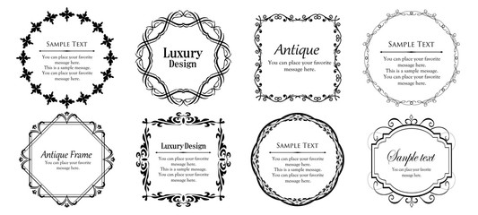 装飾デザイン　美しい額　フレームデザイン　テンプレート　アンティーク　ビンテージ　ラグジュアリー　美しい