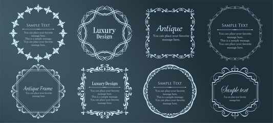 装飾デザイン　美しい額　フレームデザイン　テンプレート　アンティーク　ビンテージ　ラグジュアリー　美しい