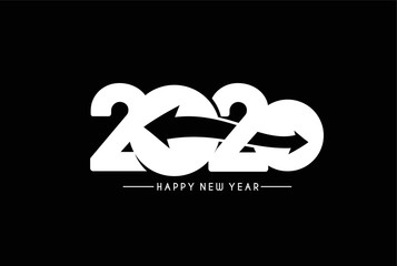 Happy New Year 2020 Text Typography Design Patter, Vector illustration.