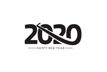 Happy New Year 2020 Text Typography Design Patter, Vector illustration.