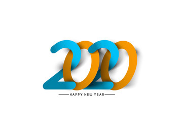 Happy New Year 2020 Text Typography Design Patter, Vector illustration.