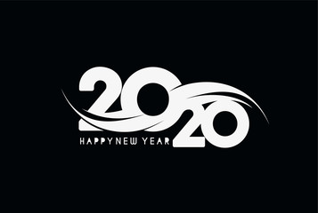 Happy New Year 2020 Text Typography Design Patter, Vector illustration.