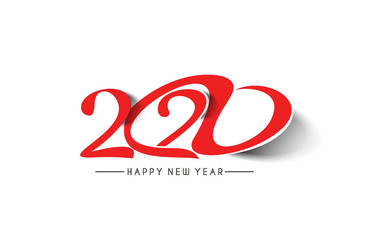 Happy New Year 2020 Text Typography Design Patter, Vector illustration.
