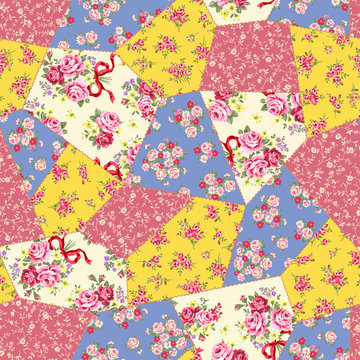 Seamless patchwork of pretty floral design