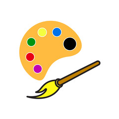 Colour palette and brush icon vector design template