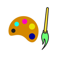 Colour palette and brush icon vector design template