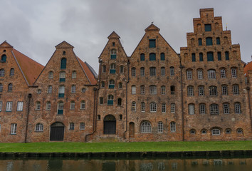 Fototapeta na wymiar Group of historic salt warehouses in Lübeck, Germany