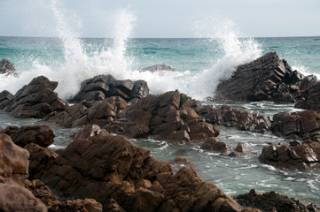 Kangaroo Island Australia, waves breaking over rocks at Stokes Bay