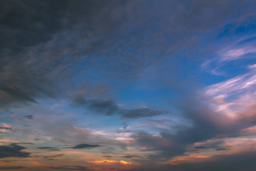 Naklejka na ściany i meble twilight Beauty Evening colorful clouds - sunlight with dramatic sky.Dramatic sky