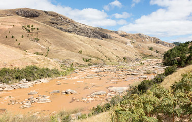 Brown river in the south of Madagascar
