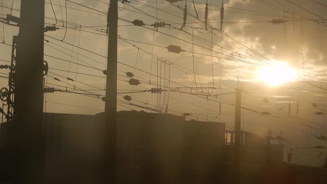 Zugfahrt im Sonnenuntergang