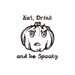 Halloween hand drawn pumpkin with handwritten phrase