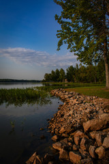 landscape with lake and forest