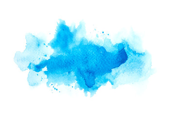 brush stroke blue watercolor on paper. - obrazy, fototapety, plakaty