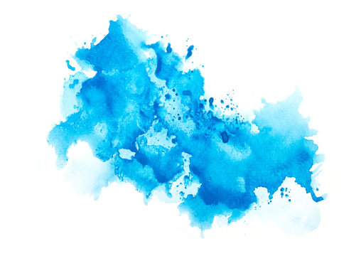 blue watercolor splash isolated on white background.