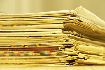 Stack of Newspapers, Yellow Pages with News 