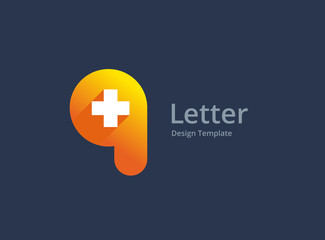 Obraz premium Letter Q cross plus medical logo icon design template elements