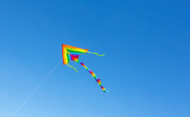Kite with beautiful colors floating above the sky