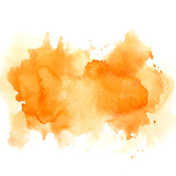 brush color orange watercolor abstract background on paper.