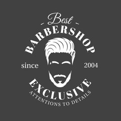 Barbershop label isolated on black background