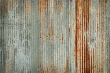 Fotobehang Old zinc wall texture background, rusty on galvanized metal panel sheeting. © Nattha99